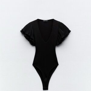 Zara Ruffled ribbed size small body suit